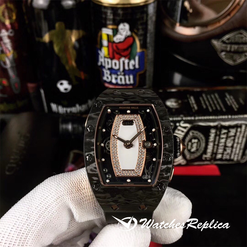 Oben SS Richard Mille RM037 Rot Lip Shell Face Series Replica Uhren-5
