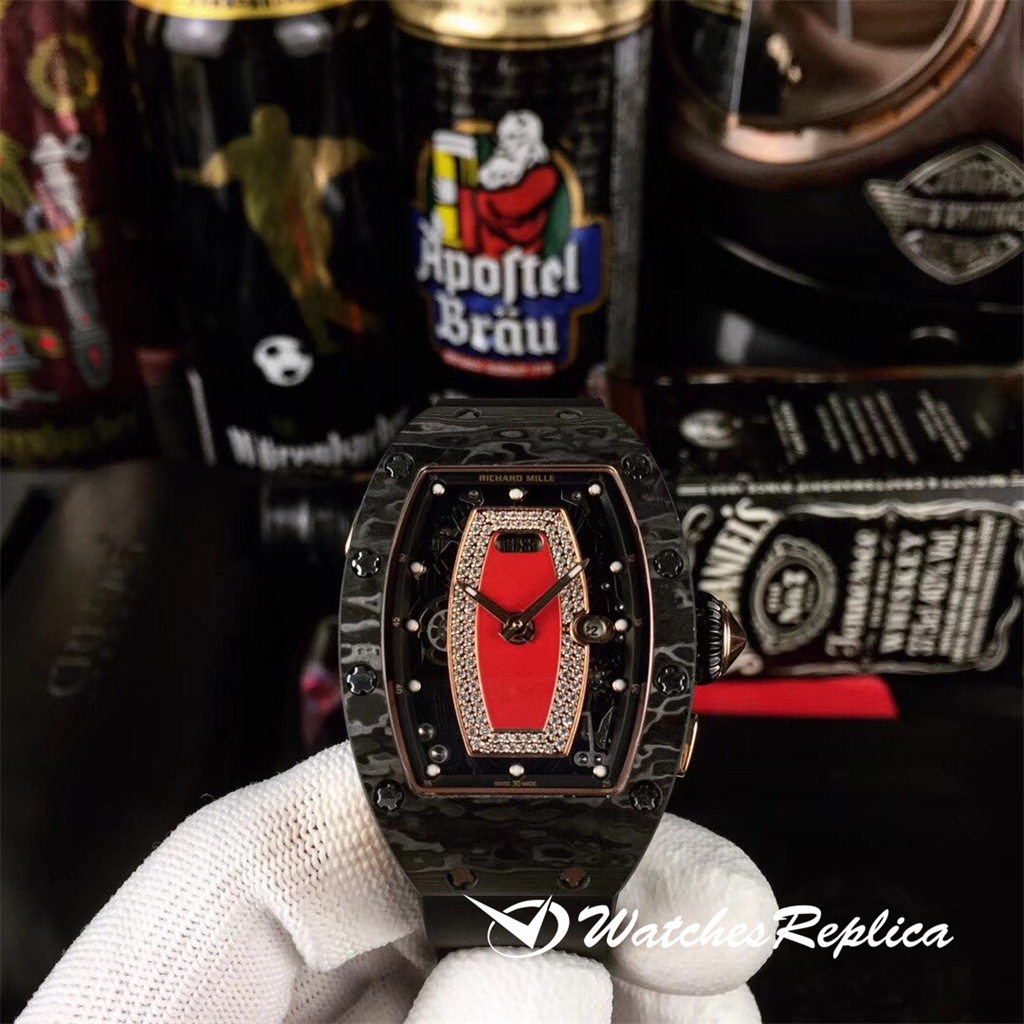 Oben SS Richard Mille RM037 Rot Lip Shell Face Series Replica Uhren-6