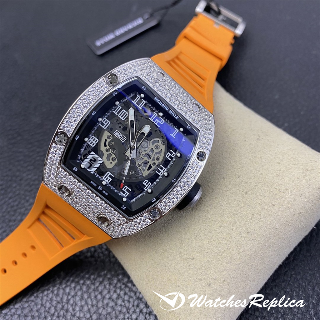 Rabatt Richard Mille RM010 Diamond Hollow Design Special Edition Replica Uhren-8