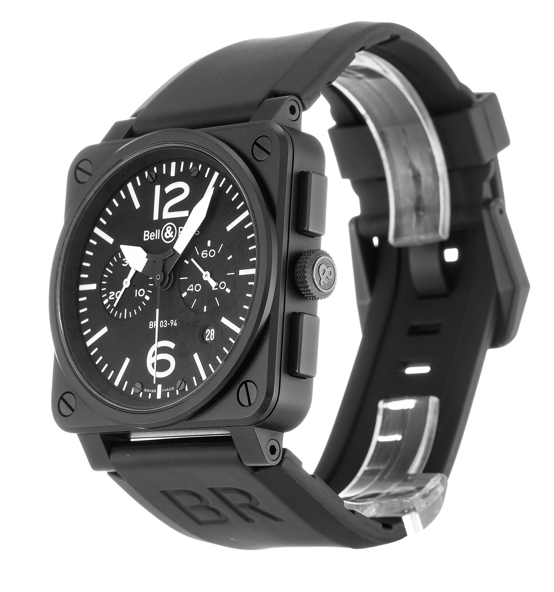 Replica Bell und Ross BR03-94 Chronograph Gummi-Gurt-1