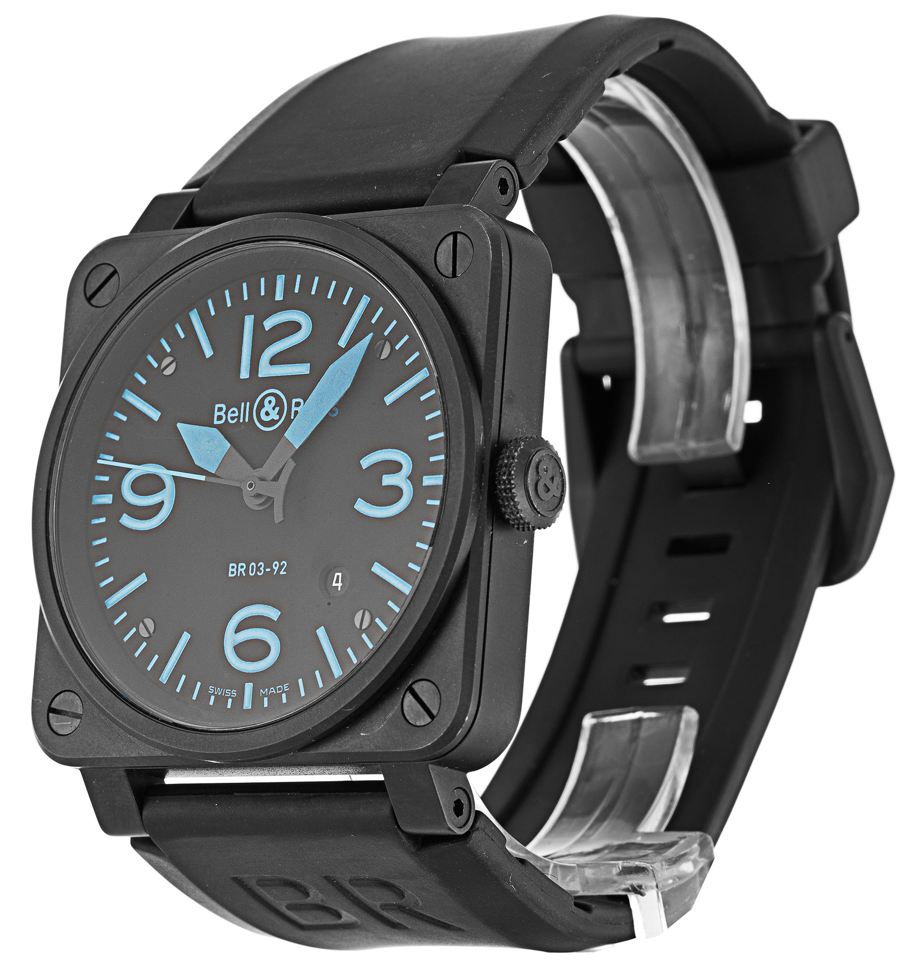 Replica Bell und Ross BR03-92 Carbon Gummi-Gurt-1