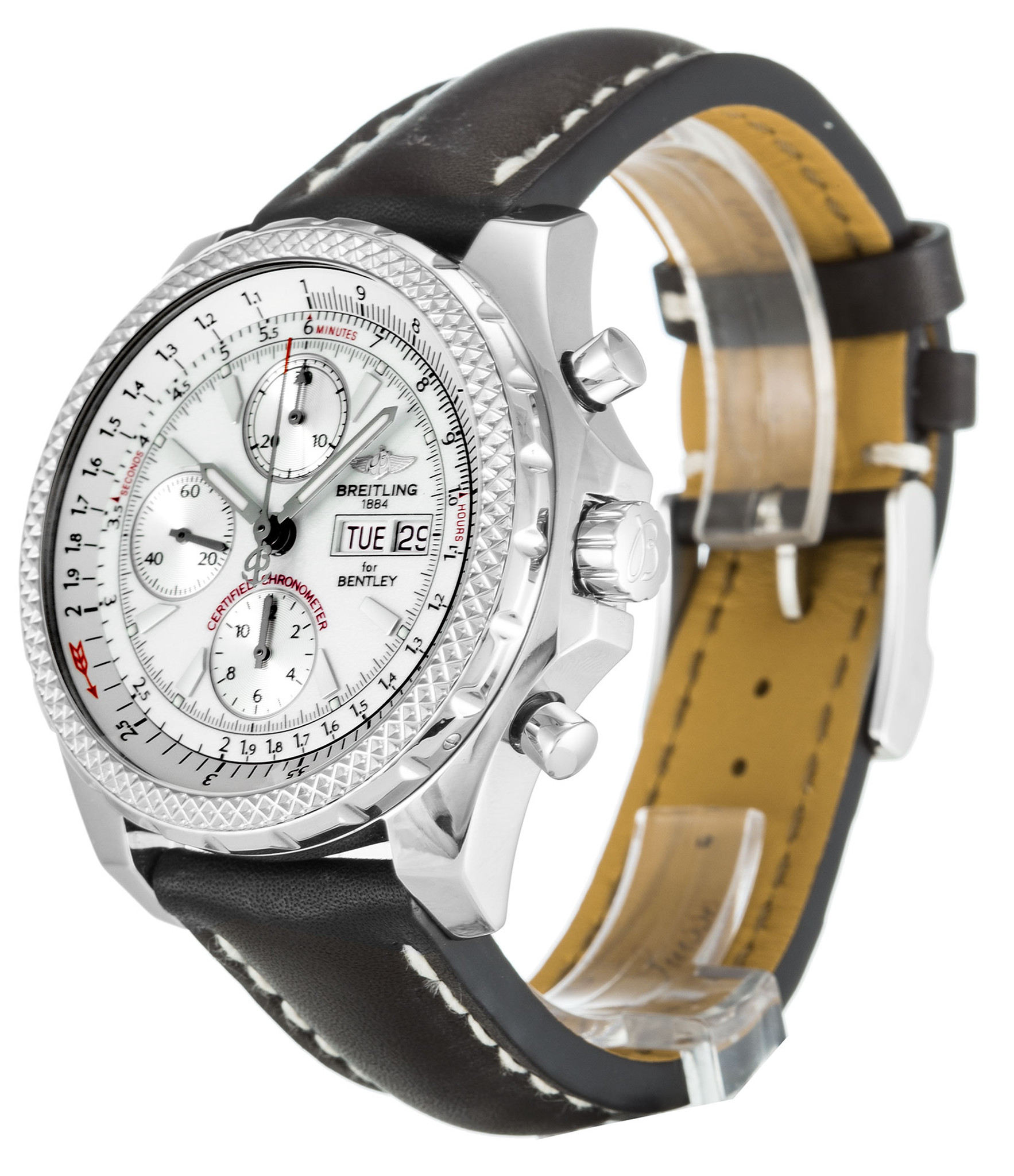 Replica Breitling Bentley GT Weißes Zifferblatt Lederband A13362 44,8mm-1