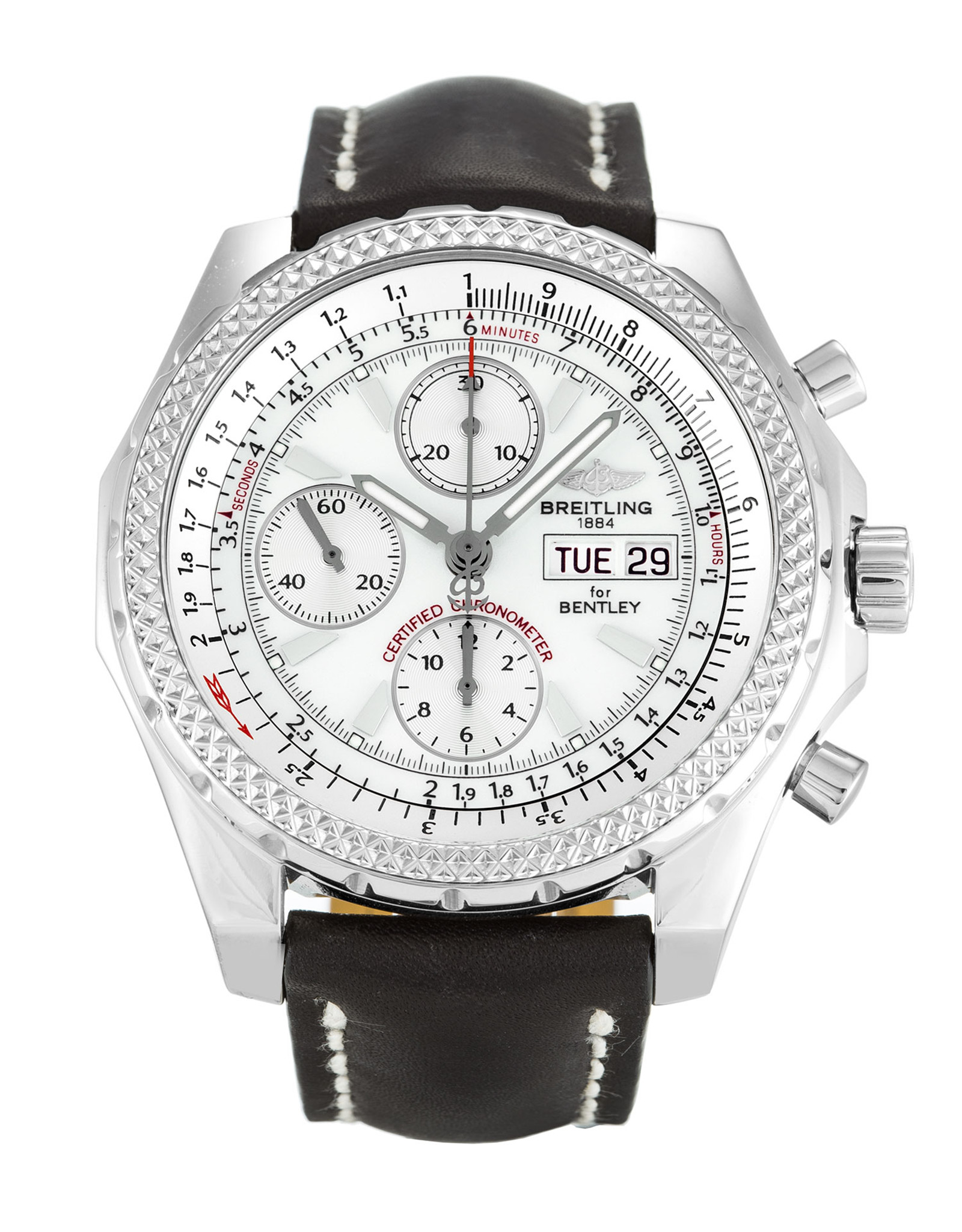 Replica Breitling Bentley GT Weißes Zifferblatt Lederband A13362 44,8mm-0