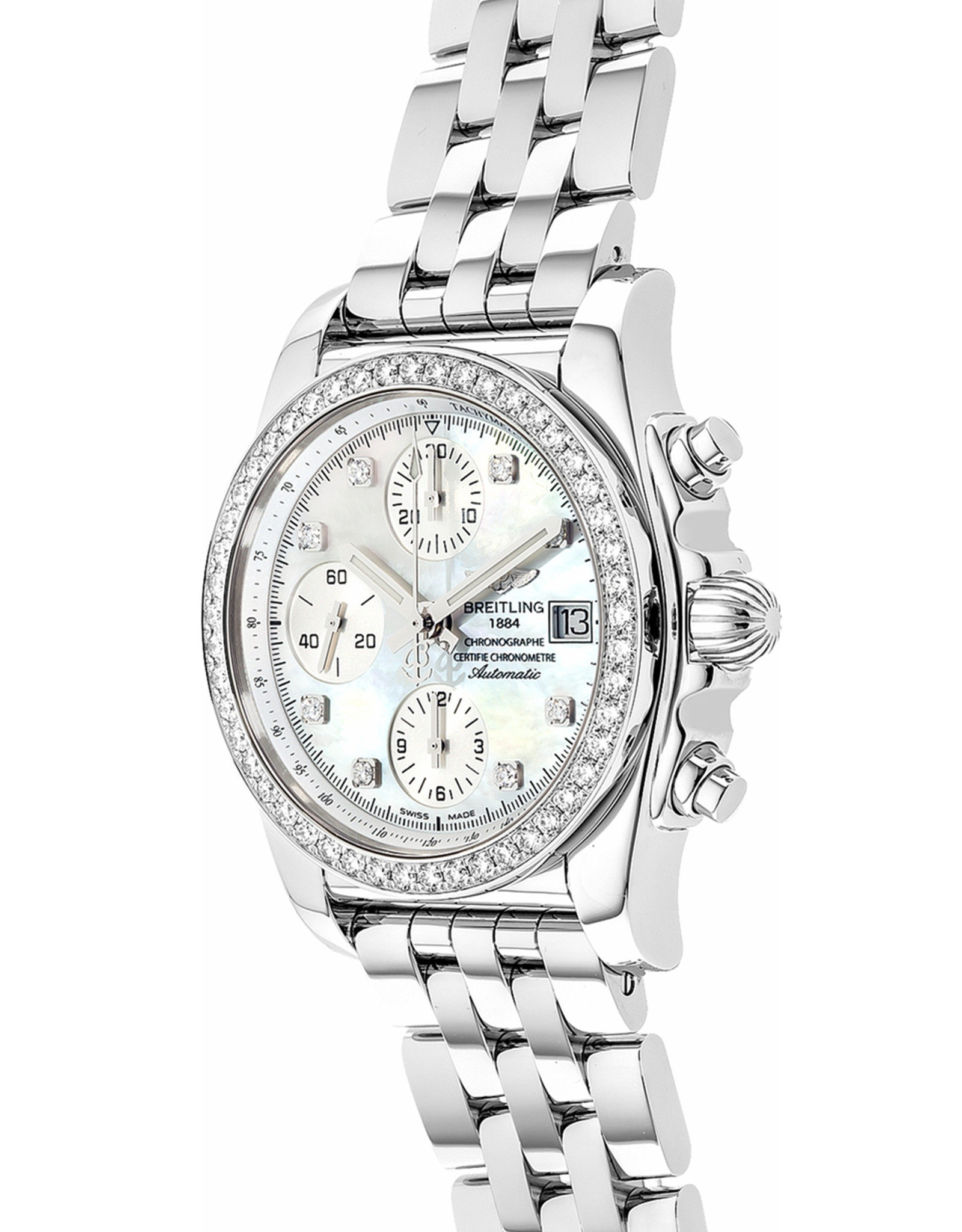 Replica Breitling Chronomat Mutter von Perlwittchen Diamond Damen Replica Uhren A1331053/A776-385A 38mm-1