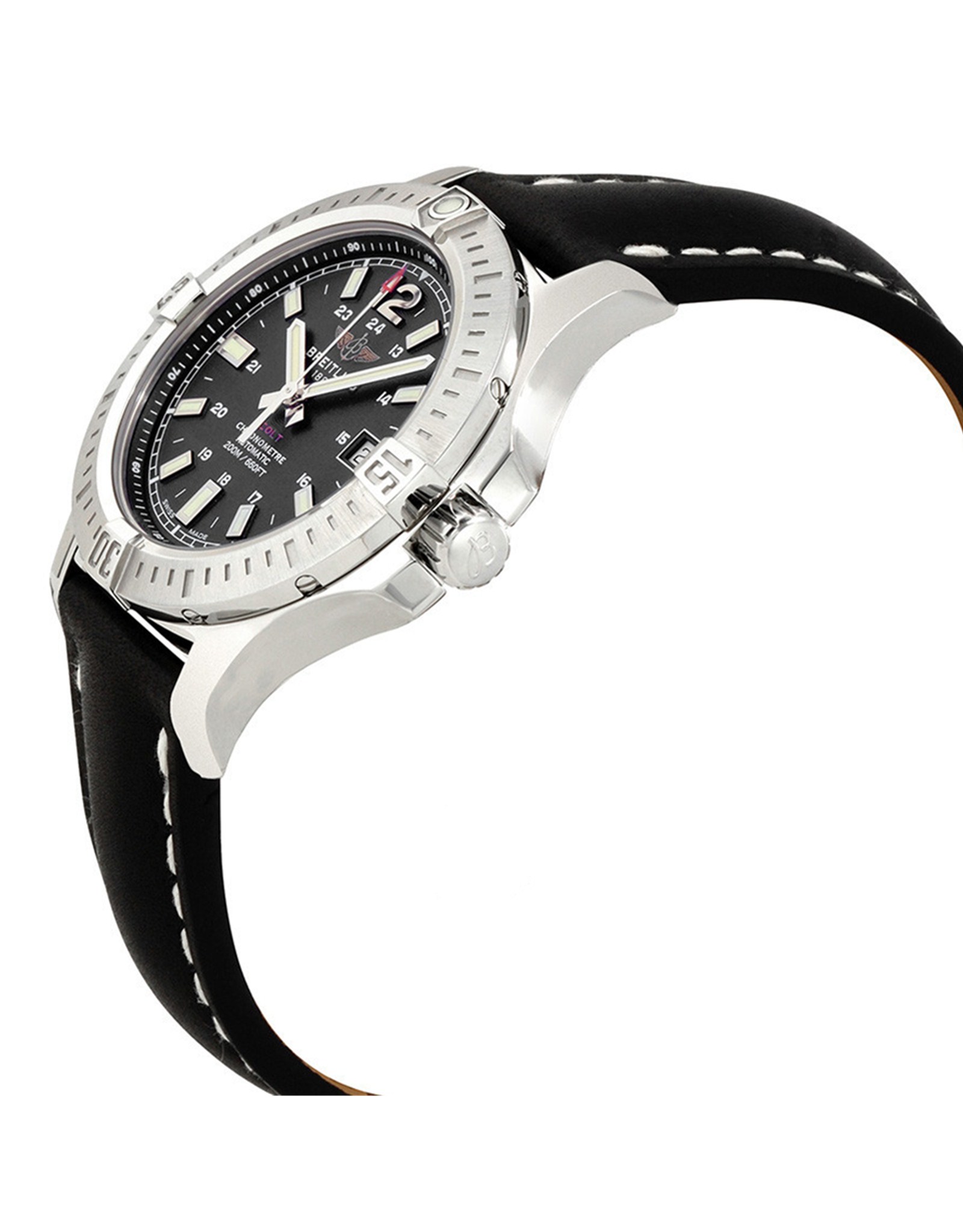 Replica Breitling Colt Schwarzes Zifferblatt Lederband A1731311 BE90 429X A18D.1 41mm-1