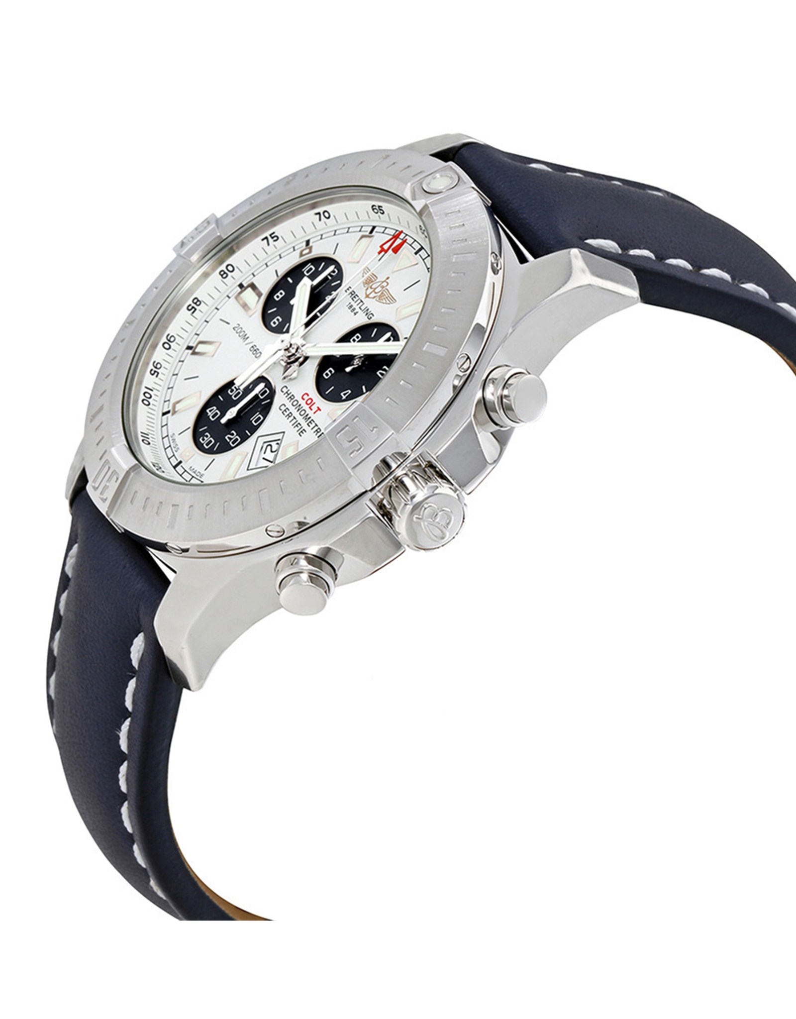 Replica Breitling Colt Stratus Silber Zifferblatt Lederband A7338811 G790BLLT 44mm-1