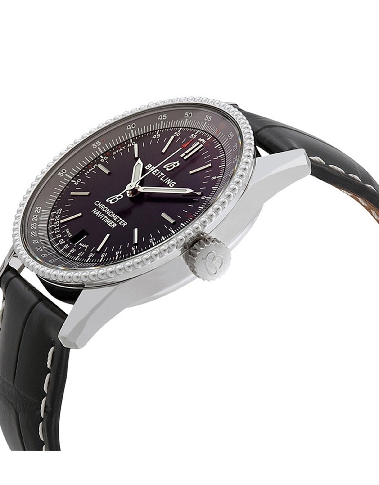 Replica Breitling Navitimer Schwarzes Zifferblatt Alligator Lederband A17325241B1P1 38mm-1