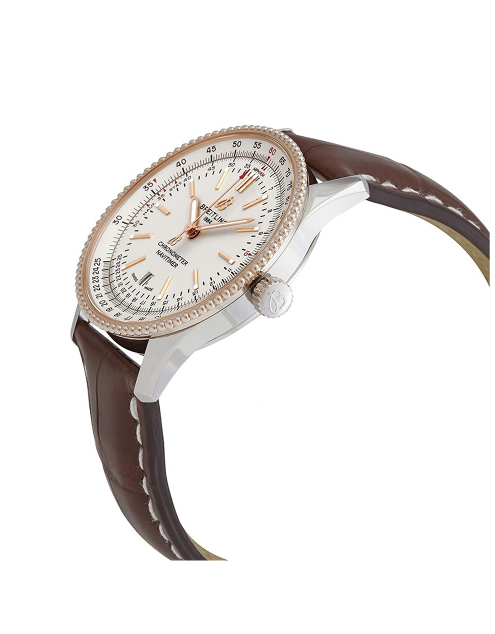 Replica Breitling Navitimer Silber Zifferblatt Lederband U17326211G1P1 41mm-1