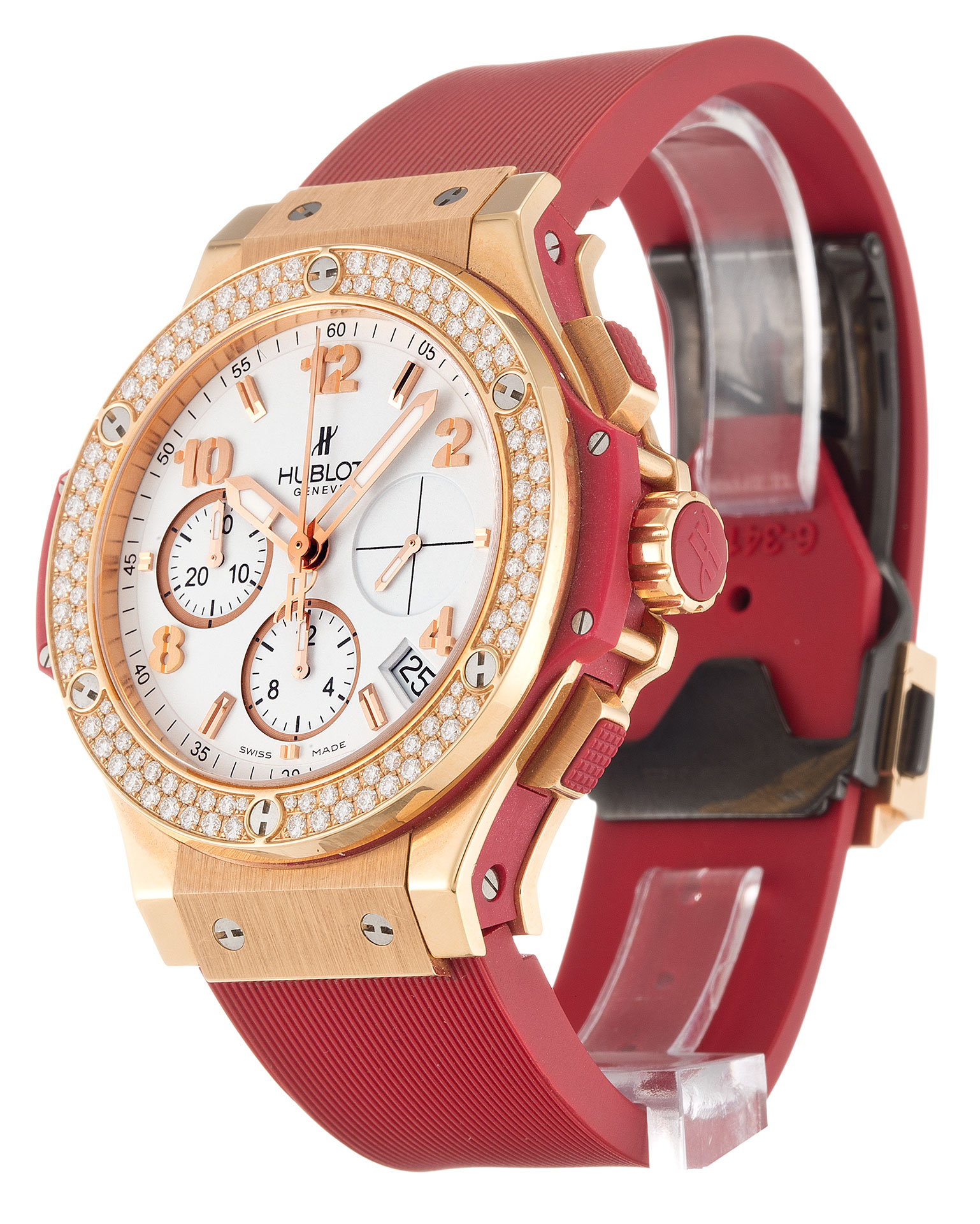 Replica Hublot 341.pr.2010.rr Weißes Zifferblatt Number Markers Dame 41mm-1