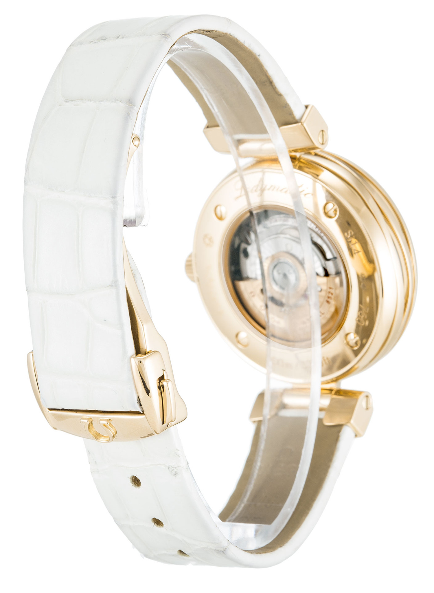 Replica Omega de ville Ladymatische weiße Zifferblatt Diamantmarkierungen 425.63.34.20.55.001 34mm-2