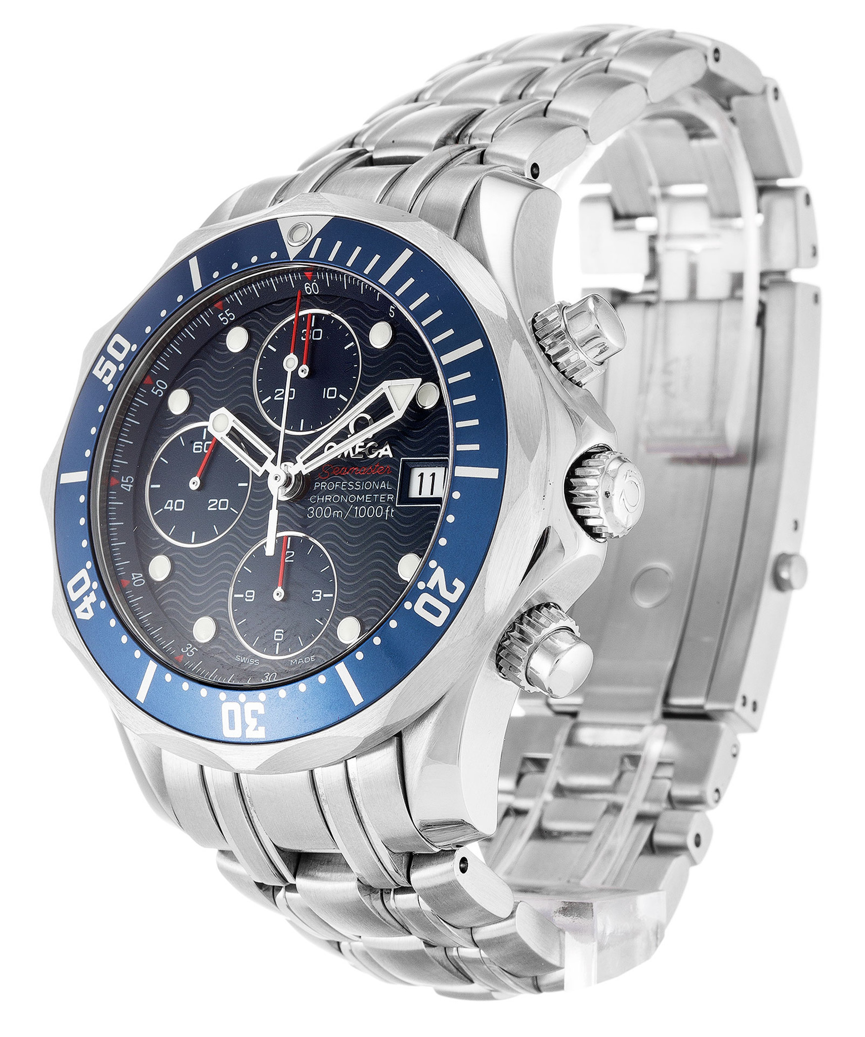 Replica Omega Seamaster Chrono Diver Blaues Case Stick Marker 2225.80.00 41,5mm-1