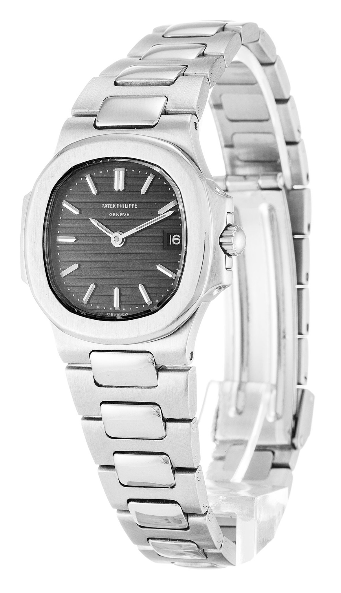 Replica Patek Philippe Nautilus Schwarze Dial Stick Markers Dame 4700/1 26mm-1