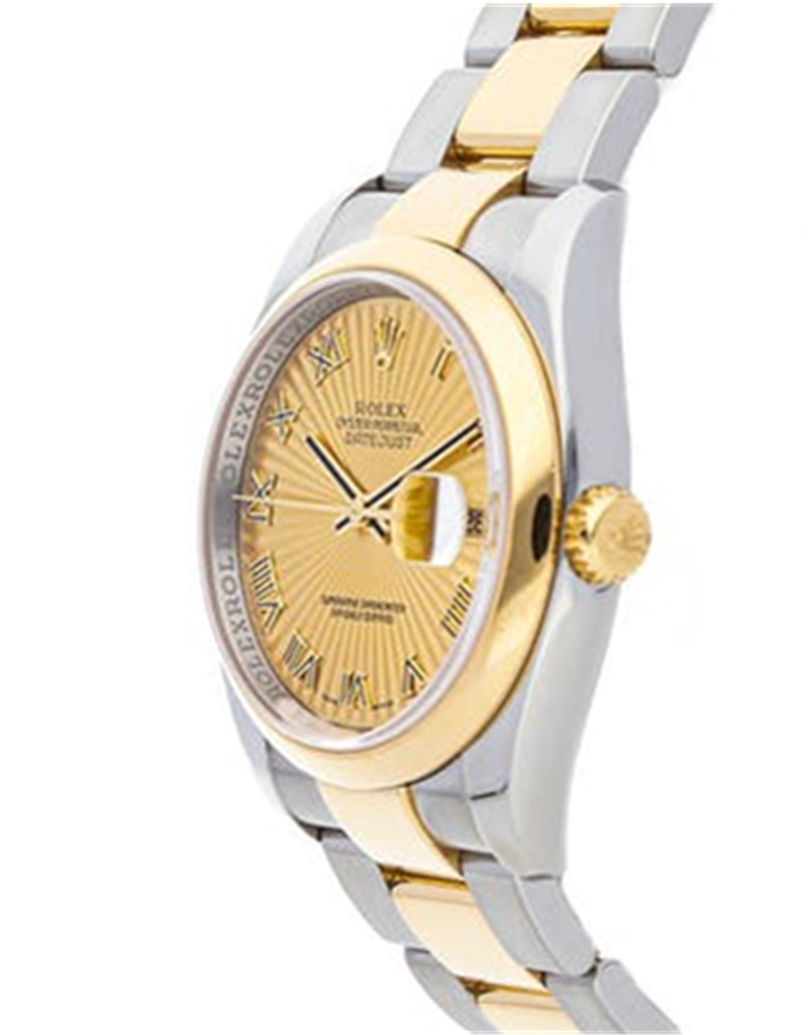 Replica Rolex Datejust Edelstahl Gehäuse 18K Gelbgold gewölbter Lünette 36mm-1