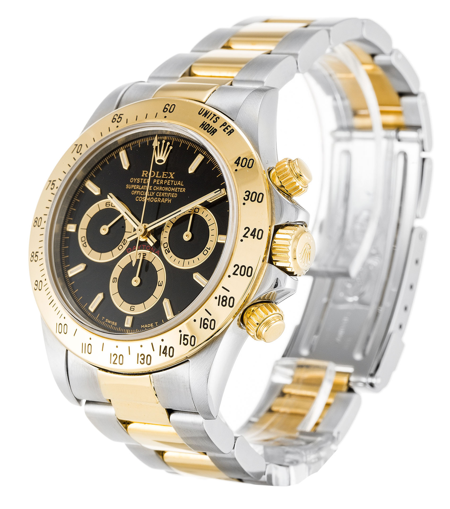 Replica Rolex Daytona Schwarzes Zifferblatt Gelbgold Gehäuse 16523 40mm-1