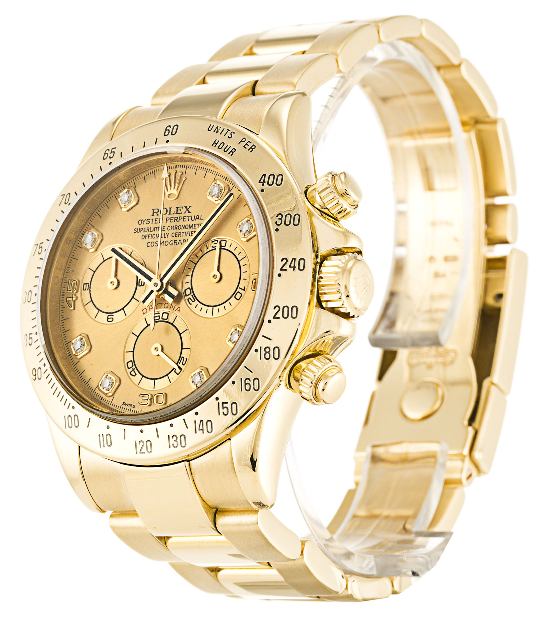 Replica Rolex Daytona GelbGoldenes Zifferblatt Dial Dial aus Stahlgurt 116528 40mm-1