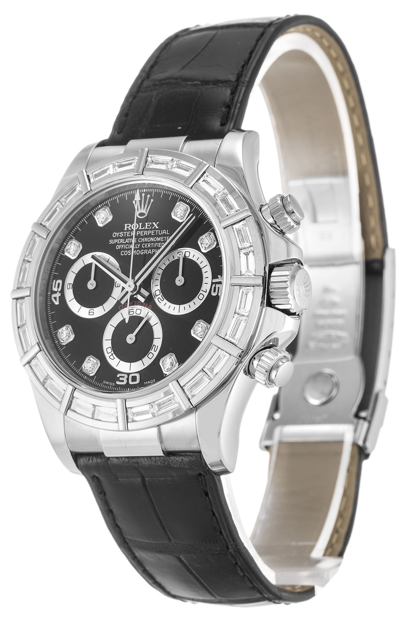 Replica Rolex Daytona Schwarzes Dial Lederband 116589BR 40mm-1