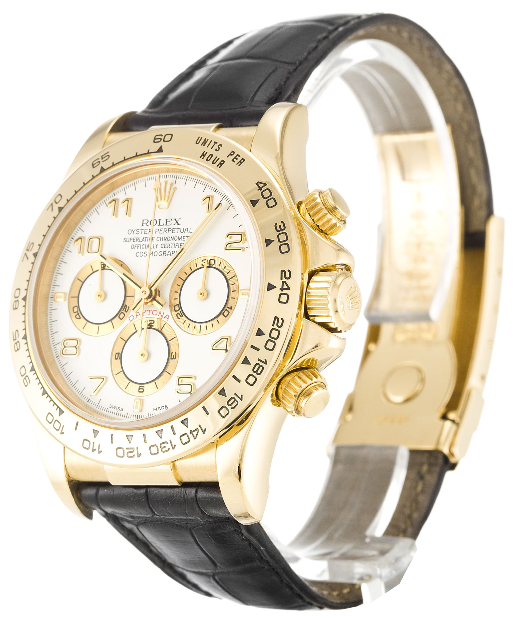Replica Rolex Daytona Weißes Zifferblatt Gelbgold Gehäuse 16518 40mm-1