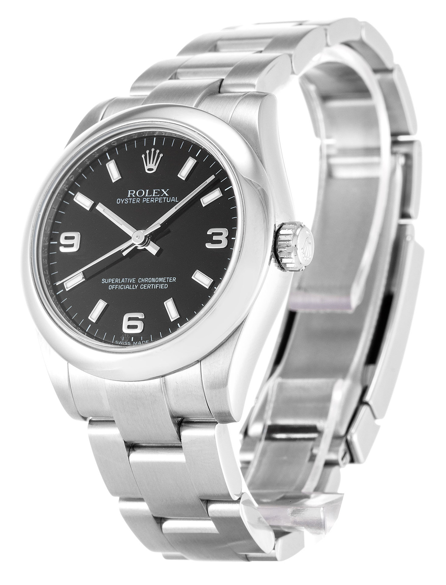 Replica Rolex Dame Oyster Perpetual Weißes Gehäuse Stick Marker 177200 31mm-1