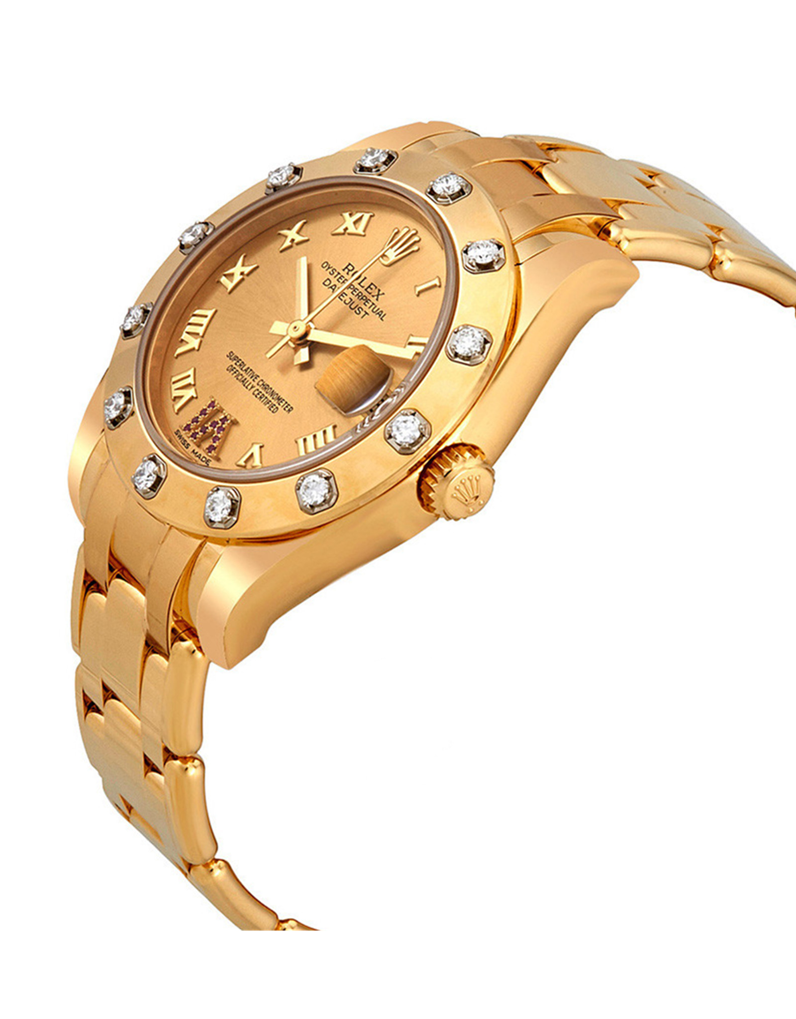 Replica Rolex Pearlmaster Champage Dial Diamant Ladies Replica Uhren 81318CRDP 34mm-1