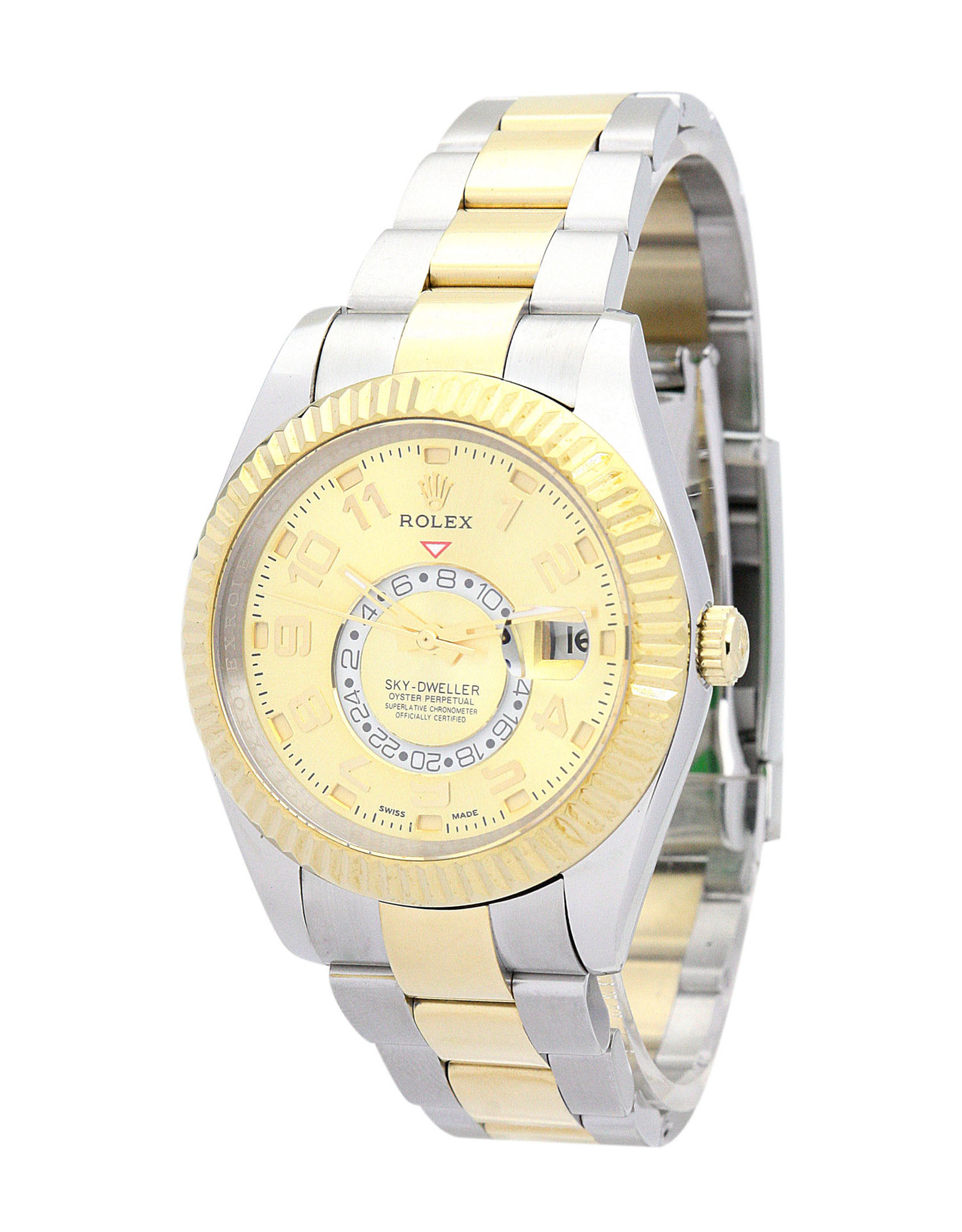 Replica Rolex Sky Bewohner Gelbgold Zifferblatt Zahlenmarkierungen 326938 42mm-1