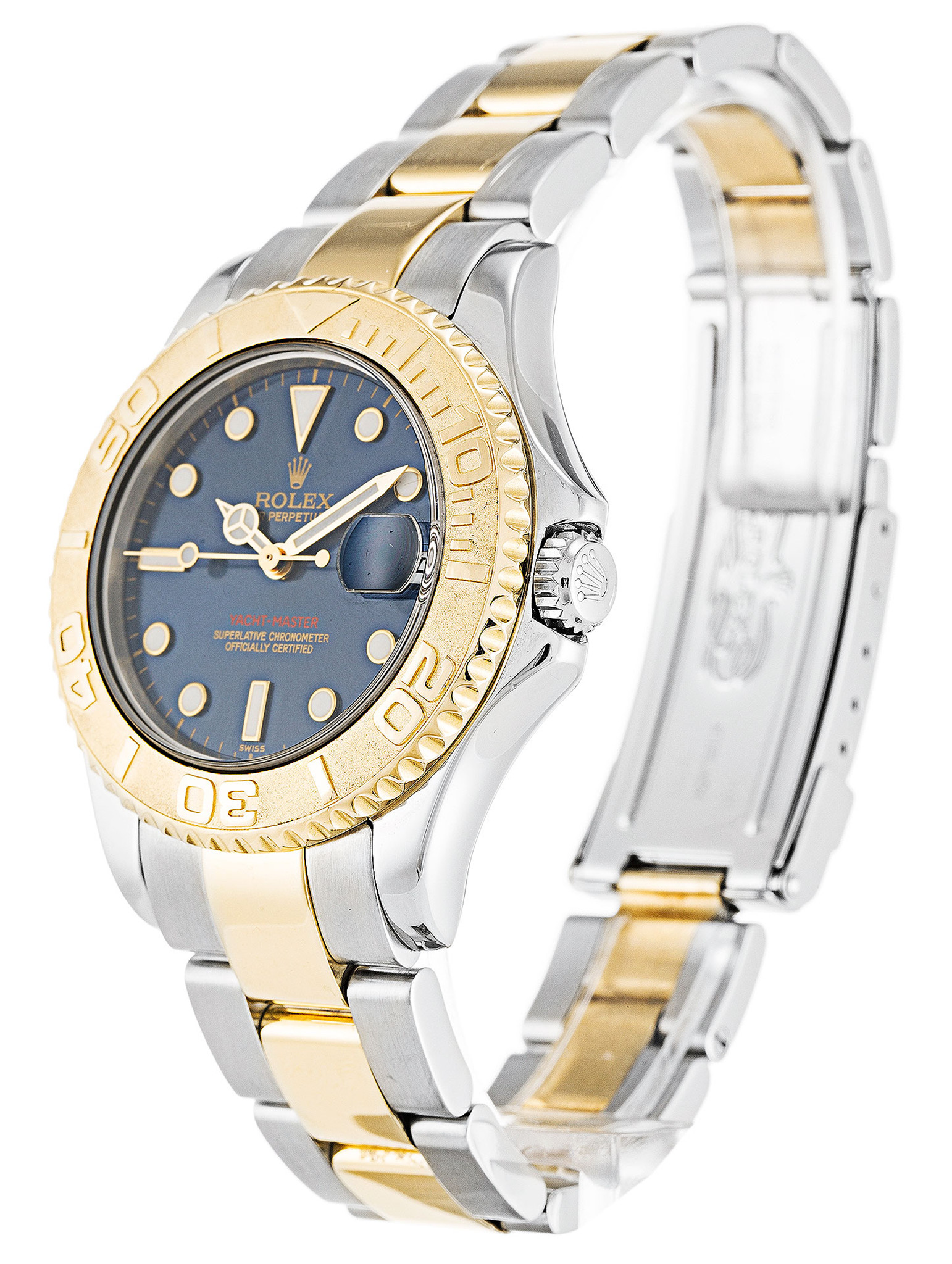 Replica Rolex Yacht Master Blaues Zifferblatt Dial Dial GolD Case 168623 35mm-1