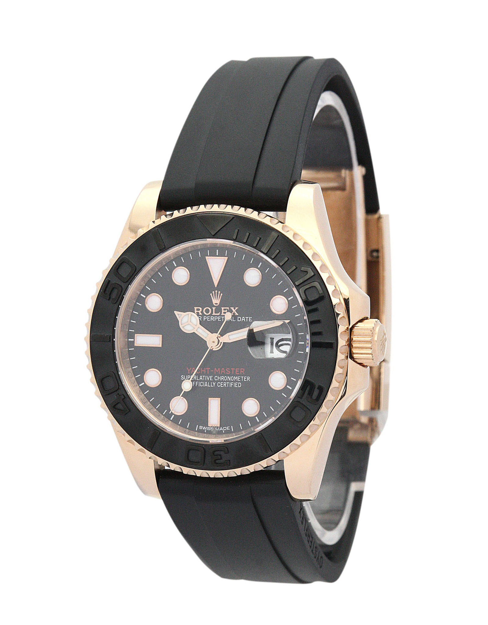 Replica Rolex Yacht Master Schwarzes Zifferblatt Stick Marker 40mm-1