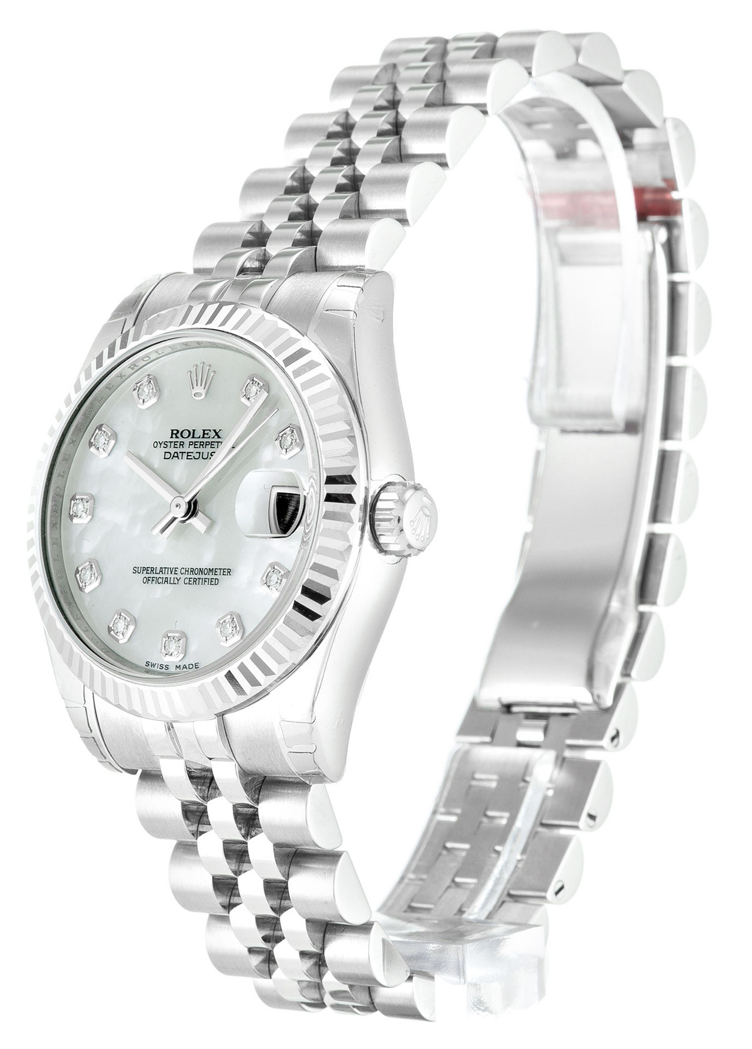 Replica Rolex Datejust Diamant Marker Weißes Gehäuse Dame 178274 31mm-1