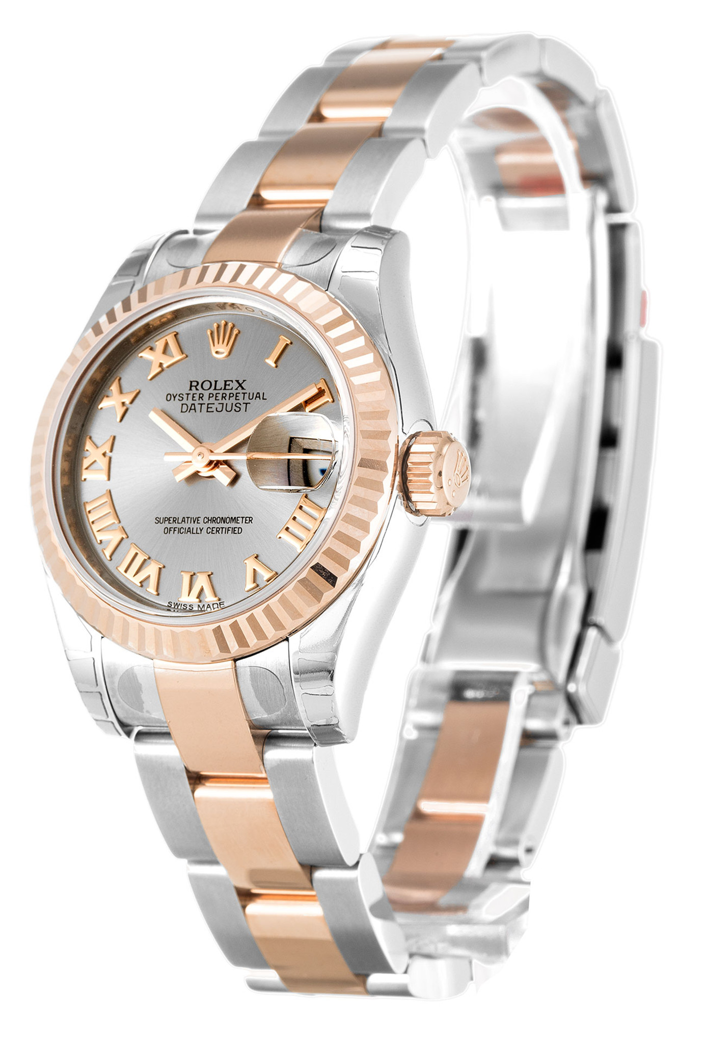Replica Rolex Datejust Rose Gold Case Roman Marker Dame 179171 26mm-1